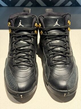 Jordan Men's Black Basketball Sneakers with Gold Eyelets